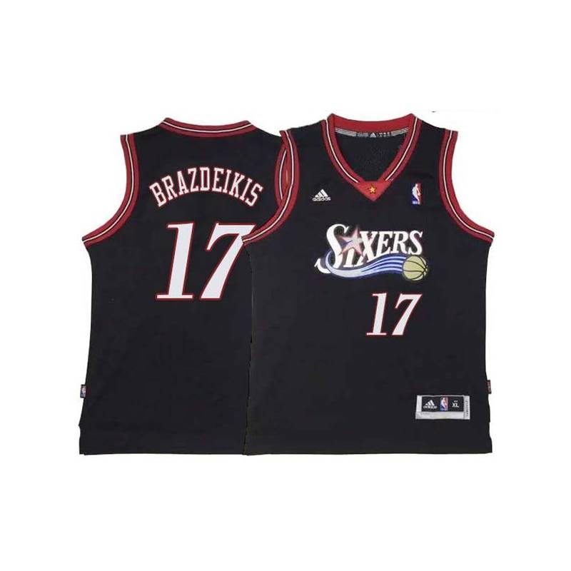 Black Throwback Ignas Brazdeikis 76ers #17 Twill Basketball Jersey FREE SHIPPING