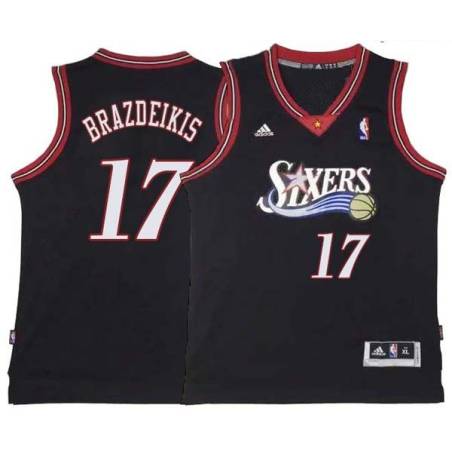 Black Throwback Ignas Brazdeikis 76ers #17 Twill Basketball Jersey FREE SHIPPING