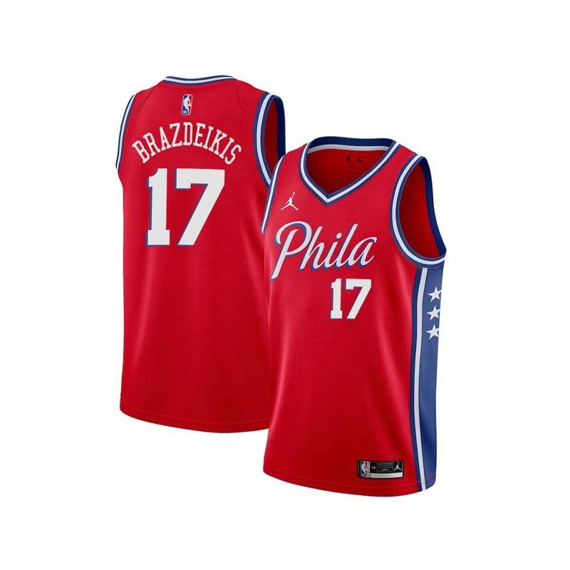 Red Ignas Brazdeikis 76ers #17 Twill Basketball Jersey FREE SHIPPING