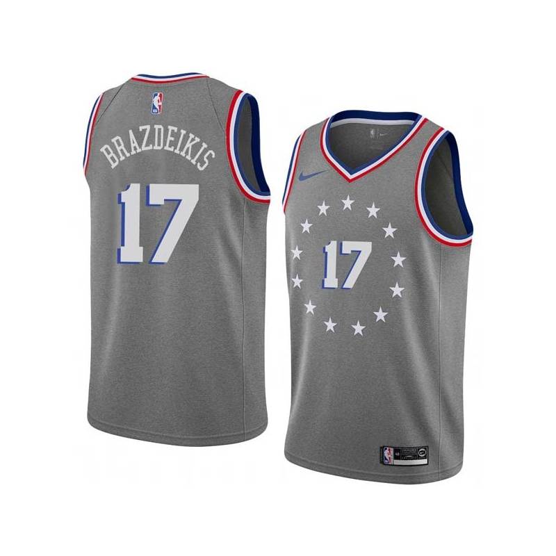 2018-19City Ignas Brazdeikis 76ers #17 Twill Basketball Jersey FREE SHIPPING