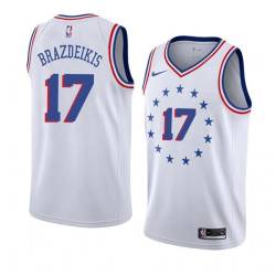 White_Earned Ignas Brazdeikis 76ers #17 Twill Basketball Jersey FREE SHIPPING