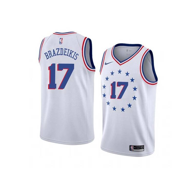 White_Earned Ignas Brazdeikis 76ers #17 Twill Basketball Jersey FREE SHIPPING