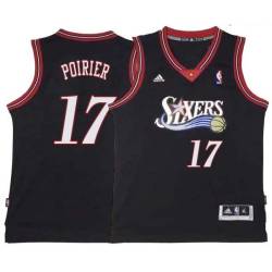 Black Throwback Vincent Poirier 76ers #17 Twill Basketball Jersey FREE SHIPPING