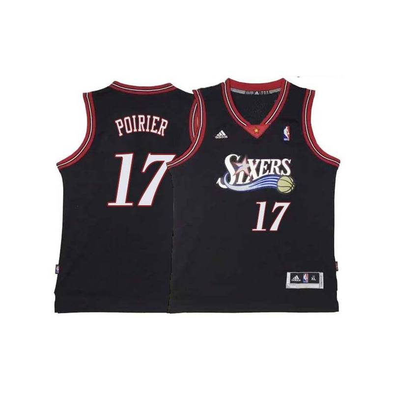 Black Throwback Vincent Poirier 76ers #17 Twill Basketball Jersey FREE SHIPPING