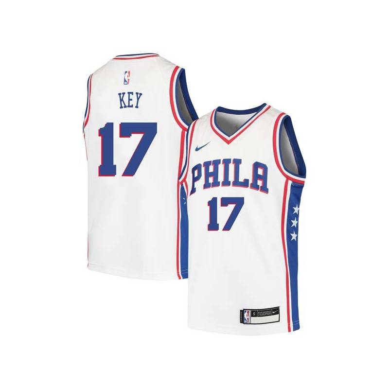 White Braxton Key 76ers #17 Twill Basketball Jersey FREE SHIPPING