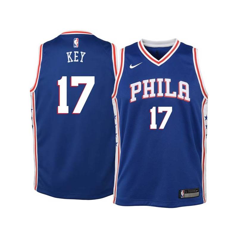 Blue Braxton Key 76ers #17 Twill Basketball Jersey FREE SHIPPING