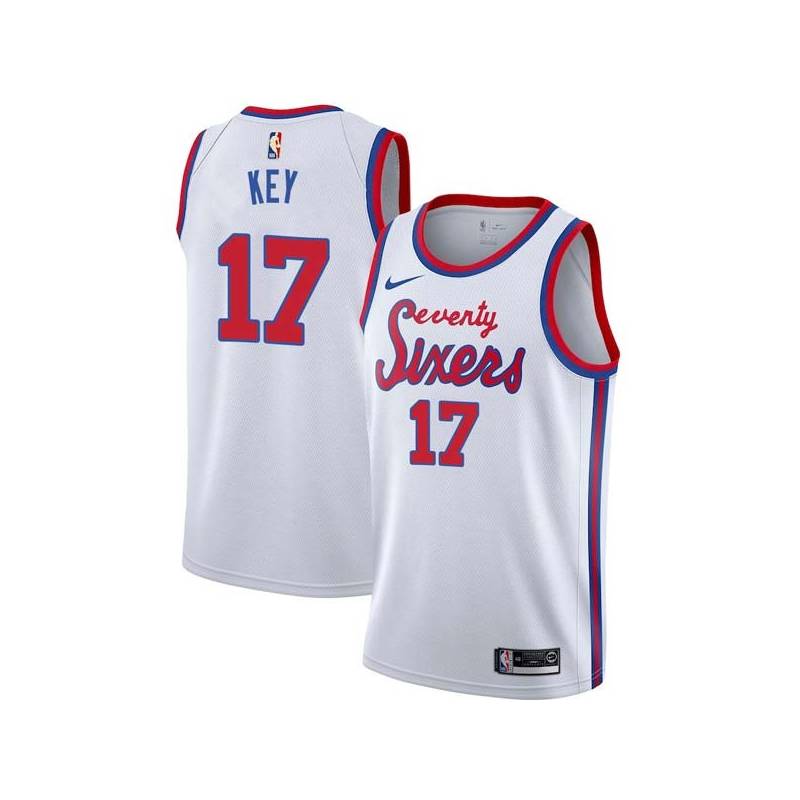 White Classic Braxton Key 76ers #17 Twill Basketball Jersey FREE SHIPPING