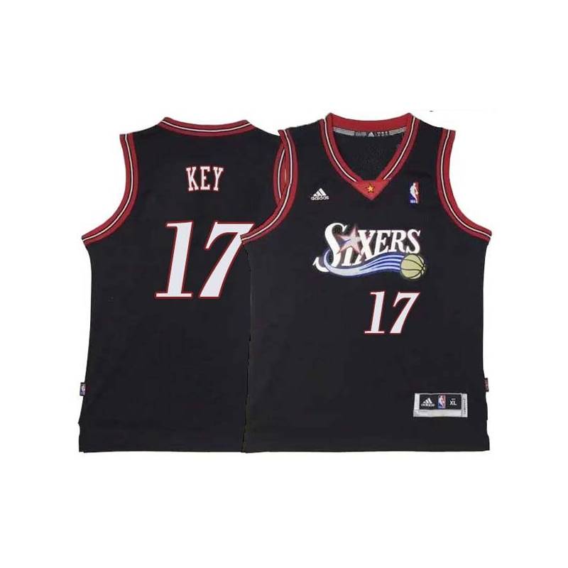 Black Throwback Braxton Key 76ers #17 Twill Basketball Jersey FREE SHIPPING