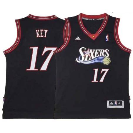 Black Throwback Braxton Key 76ers #17 Twill Basketball Jersey FREE SHIPPING