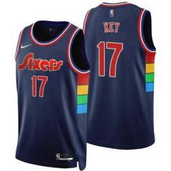 2021-22City Braxton Key 76ers #17 Twill Basketball Jersey FREE SHIPPING