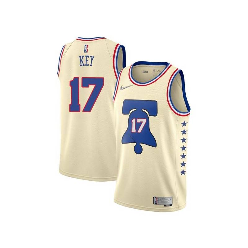 Cream Earned Braxton Key 76ers #17 Twill Basketball Jersey FREE SHIPPING