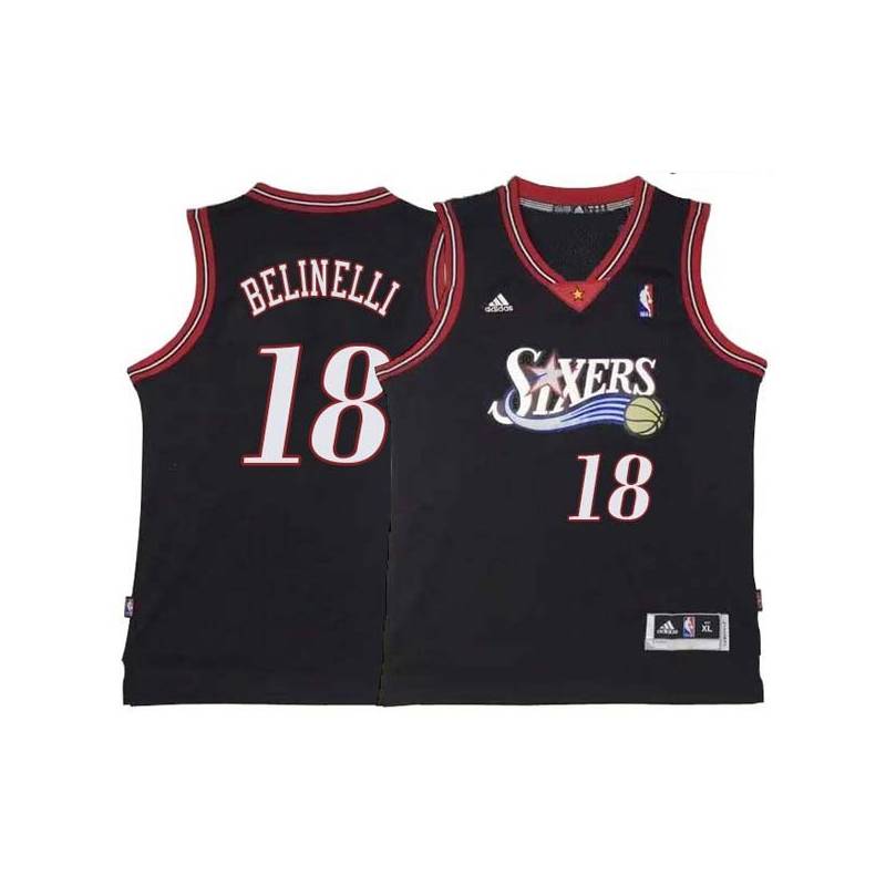 Black Throwback Marco Belinelli 76ers #18 Twill Basketball Jersey FREE SHIPPING