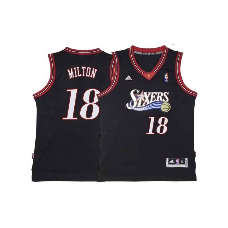 Black Throwback Shake Milton 76ers #18 Twill Basketball Jersey FREE SHIPPING