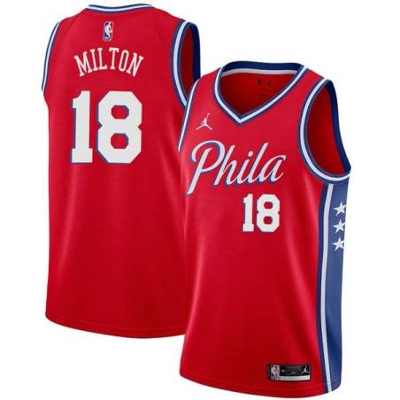 Red Shake Milton 76ers #18 Twill Basketball Jersey FREE SHIPPING