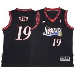 Black Throwback Raul Neto 76ers #19 Twill Basketball Jersey FREE SHIPPING