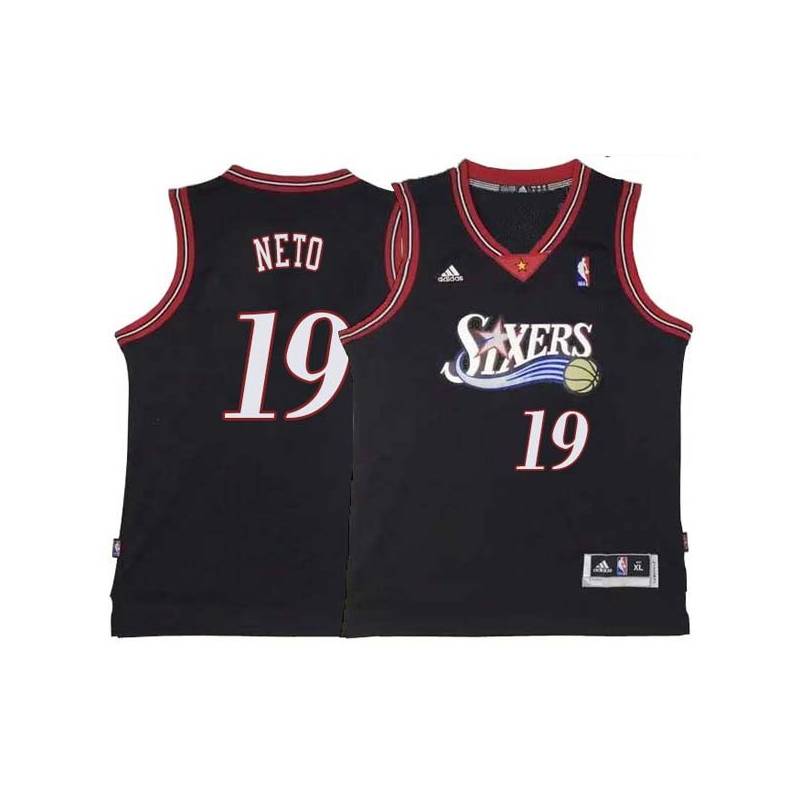 Black Throwback Raul Neto 76ers #19 Twill Basketball Jersey FREE SHIPPING