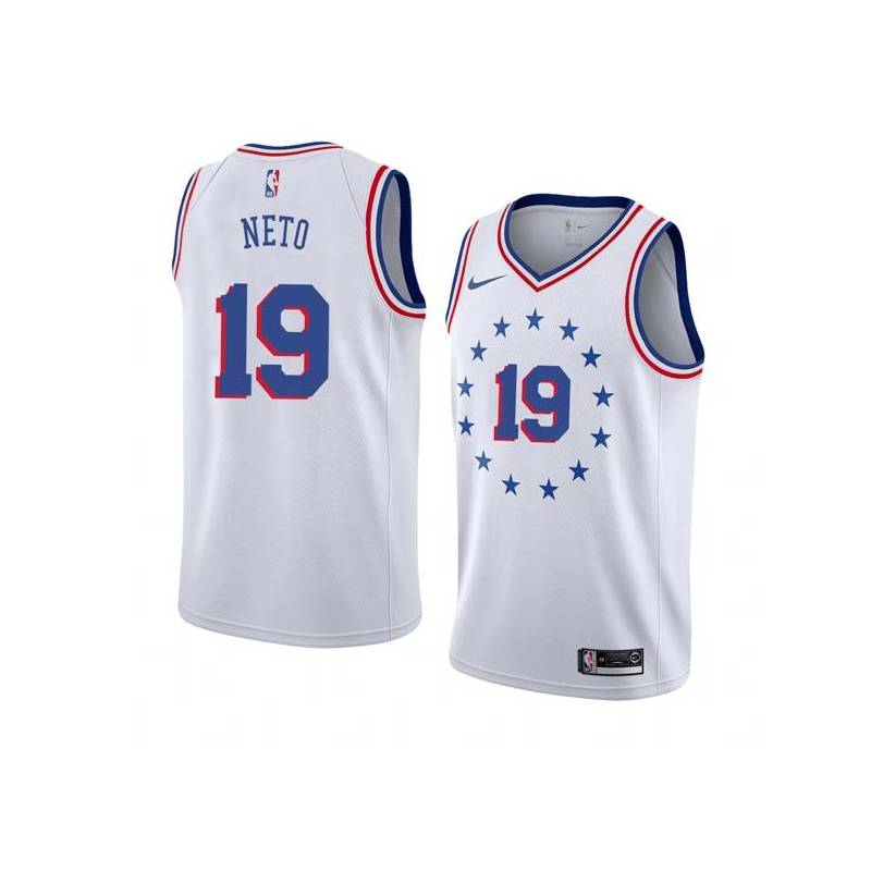 White_Earned Raul Neto 76ers #19 Twill Basketball Jersey FREE SHIPPING