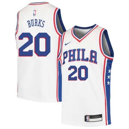 White Alec Burks 76ers #20 Twill Basketball Jersey FREE SHIPPING