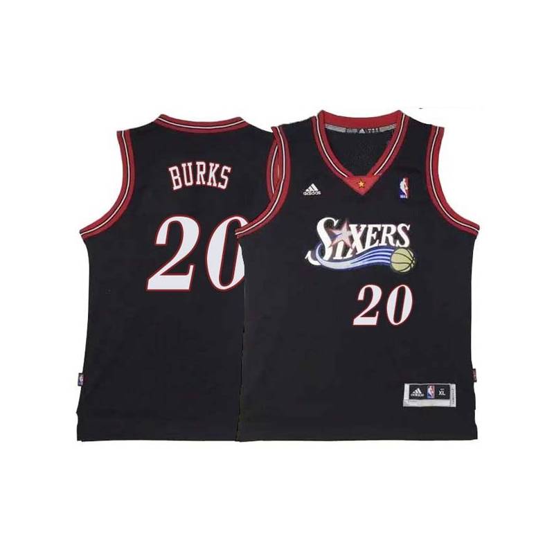 Black Throwback Alec Burks 76ers #20 Twill Basketball Jersey FREE SHIPPING