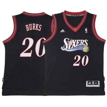 Black Throwback Alec Burks 76ers #20 Twill Basketball Jersey FREE SHIPPING