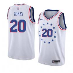 White_Earned Alec Burks 76ers #20 Twill Basketball Jersey FREE SHIPPING