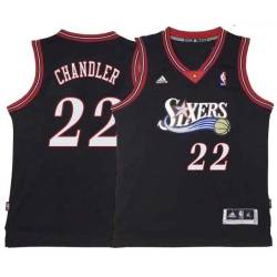 Black Throwback Wilson Chandler 76ers #22 Twill Basketball Jersey FREE SHIPPING