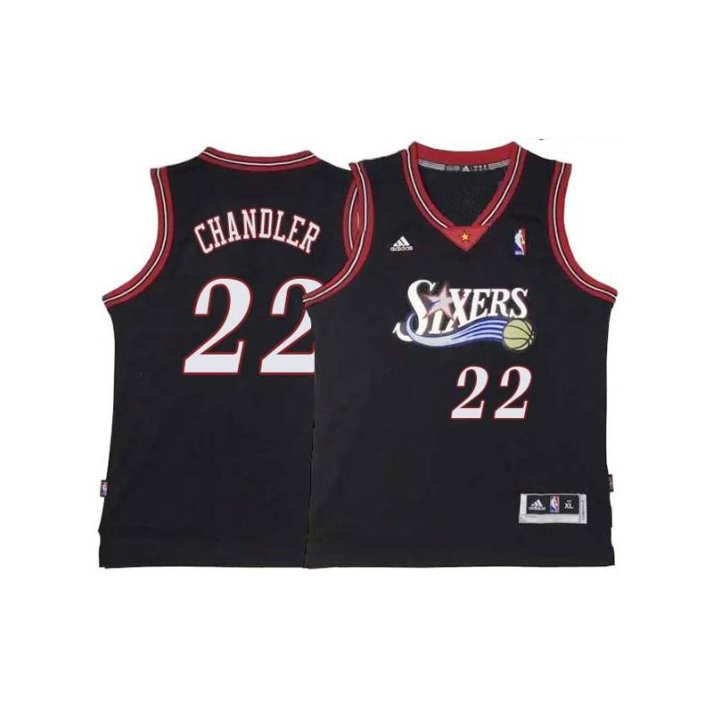 Black Throwback Wilson Chandler 76ers #22 Twill Basketball Jersey FREE SHIPPING