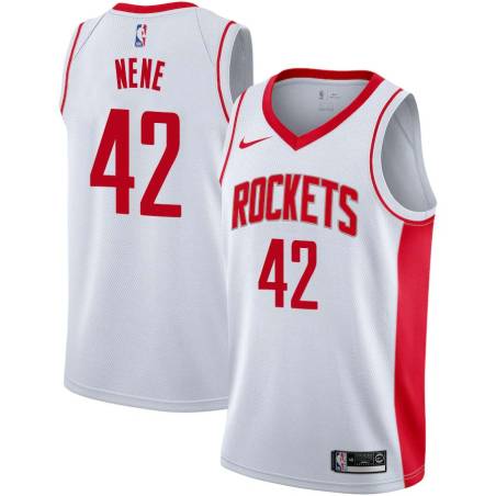 White Nene Hilario Twill Basketball Jersey -Rockets #42 Hilario Twill Jerseys, FREE SHIPPING