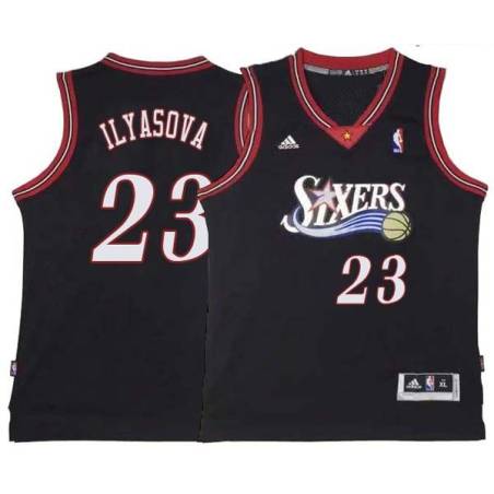 Black Throwback Ersan Ilyasova 76ers #23 Twill Basketball Jersey FREE SHIPPING