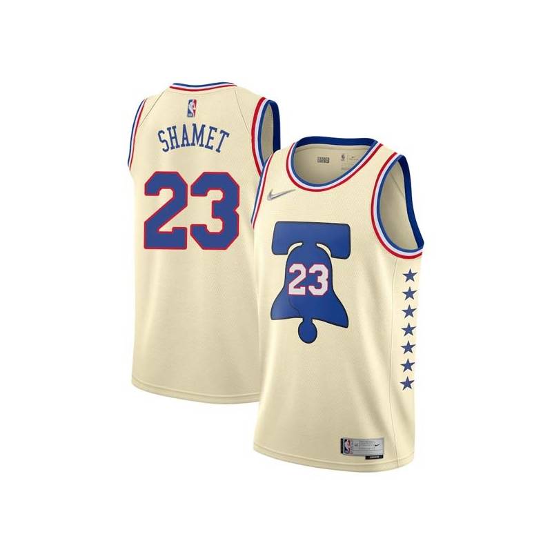 Cream Earned Landry Shamet 76ers #23 Twill Basketball Jersey FREE SHIPPING