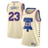 Cream Earned Landry Shamet 76ers #23 Twill Basketball Jersey FREE SHIPPING