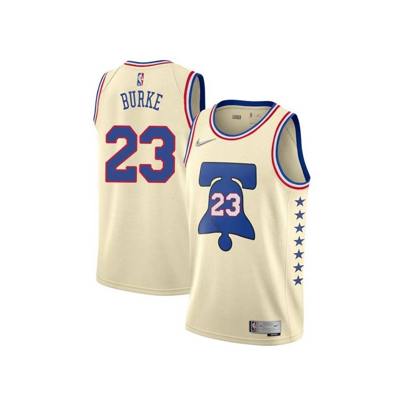 Cream Earned Trey Burke 76ers #23 Twill Basketball Jersey FREE SHIPPING