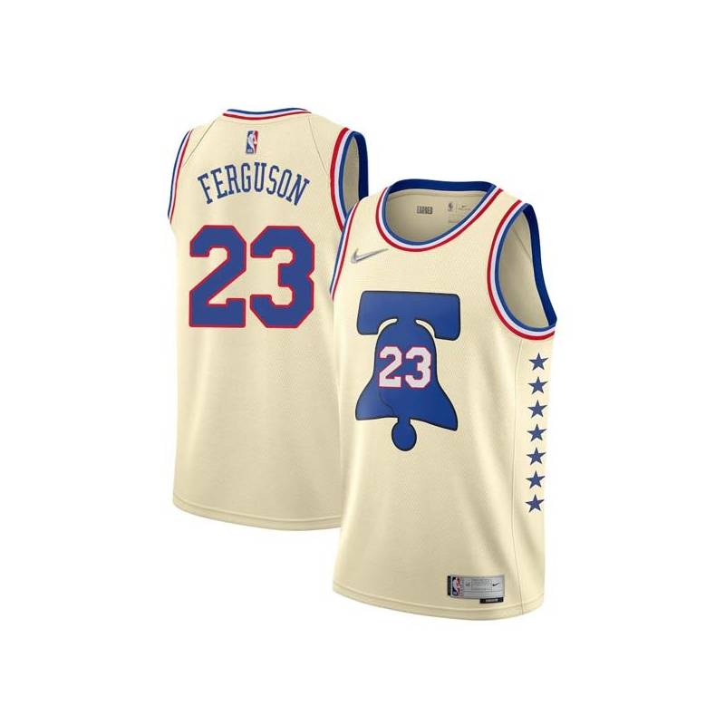 Cream Earned Terrance Ferguson 76ers #23 Twill Basketball Jersey FREE SHIPPING