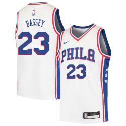 White Charles Bassey 76ers #23 Twill Basketball Jersey FREE SHIPPING