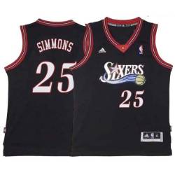 Black Throwback Ben Simmons 76ers #25 Twill Basketball Jersey FREE SHIPPING