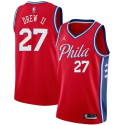 Red Larry Drew II 76ers #27 Twill Basketball Jersey FREE SHIPPING