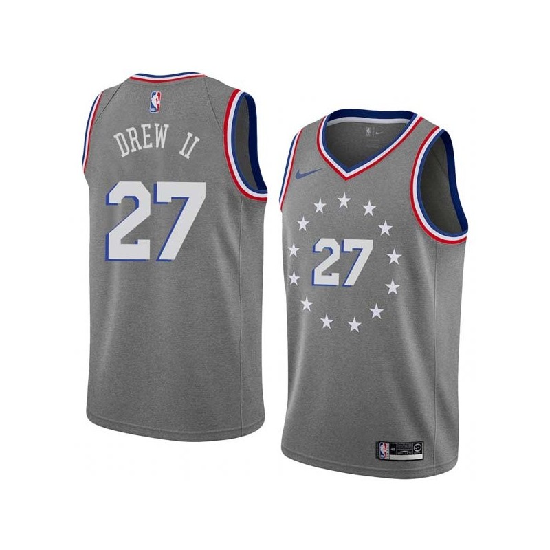 2018-19City Larry Drew II 76ers #27 Twill Basketball Jersey FREE SHIPPING