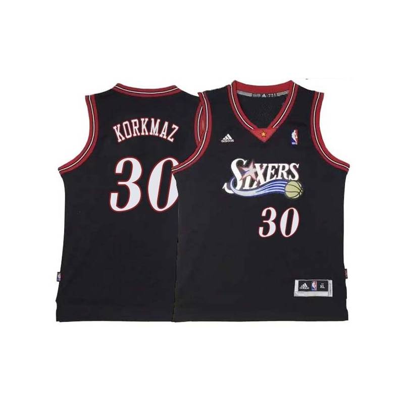 Black Throwback Furkan Korkmaz 76ers #30 Twill Basketball Jersey FREE SHIPPING