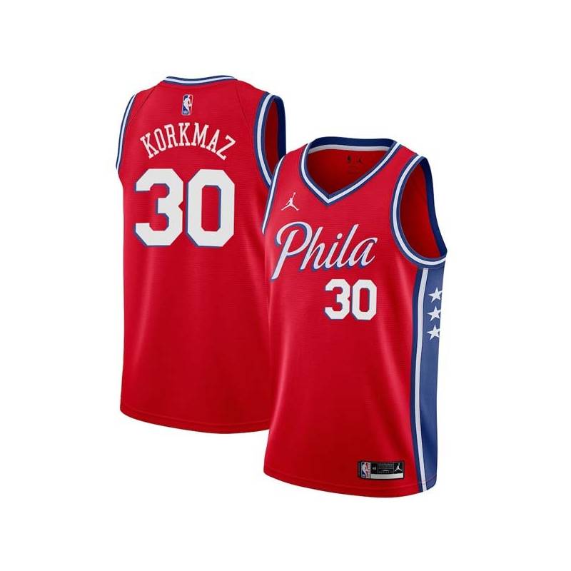 Red Furkan Korkmaz 76ers #30 Twill Basketball Jersey FREE SHIPPING