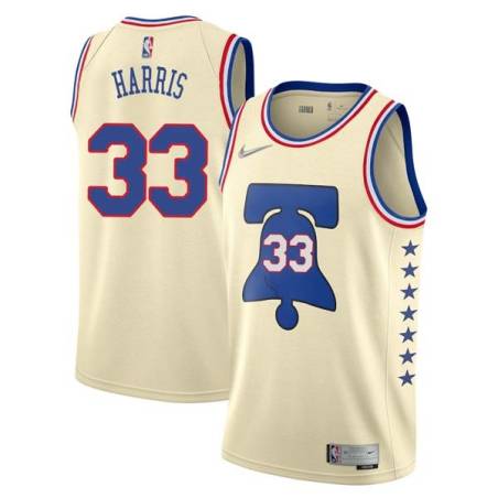 Cream Earned Tobias Harris 76ers #33 Twill Basketball Jersey FREE SHIPPING