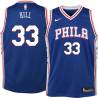 Blue George Hill 76ers #33 Twill Basketball Jersey FREE SHIPPING