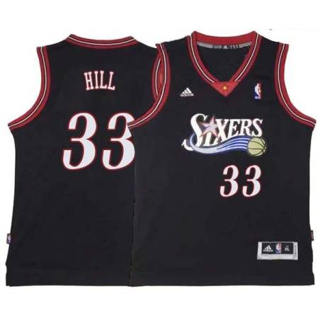 Black Throwback George Hill 76ers #33 Twill Basketball Jersey FREE SHIPPING