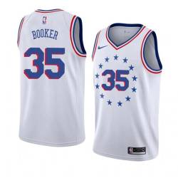 White_Earned Trevor Booker 76ers #35 Twill Basketball Jersey FREE SHIPPING