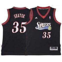 Black Throwback Marial Shayok 76ers #35 Twill Basketball Jersey FREE SHIPPING