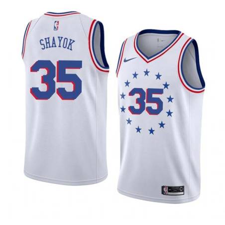 White_Earned Marial Shayok 76ers #35 Twill Basketball Jersey FREE SHIPPING