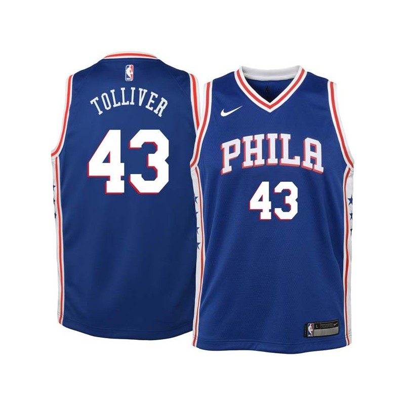 Blue Anthony Tolliver 76ers #43 Twill Basketball Jersey FREE SHIPPING