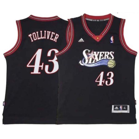 Black Throwback Anthony Tolliver 76ers #43 Twill Basketball Jersey FREE SHIPPING