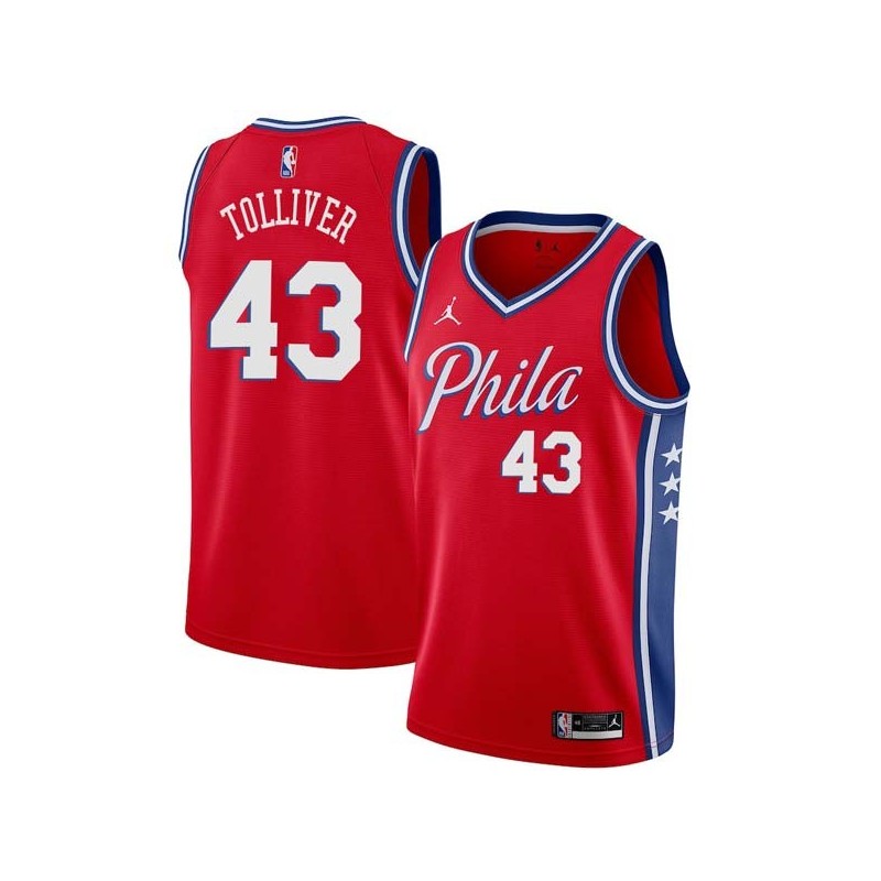 Red Anthony Tolliver 76ers #43 Twill Basketball Jersey FREE SHIPPING