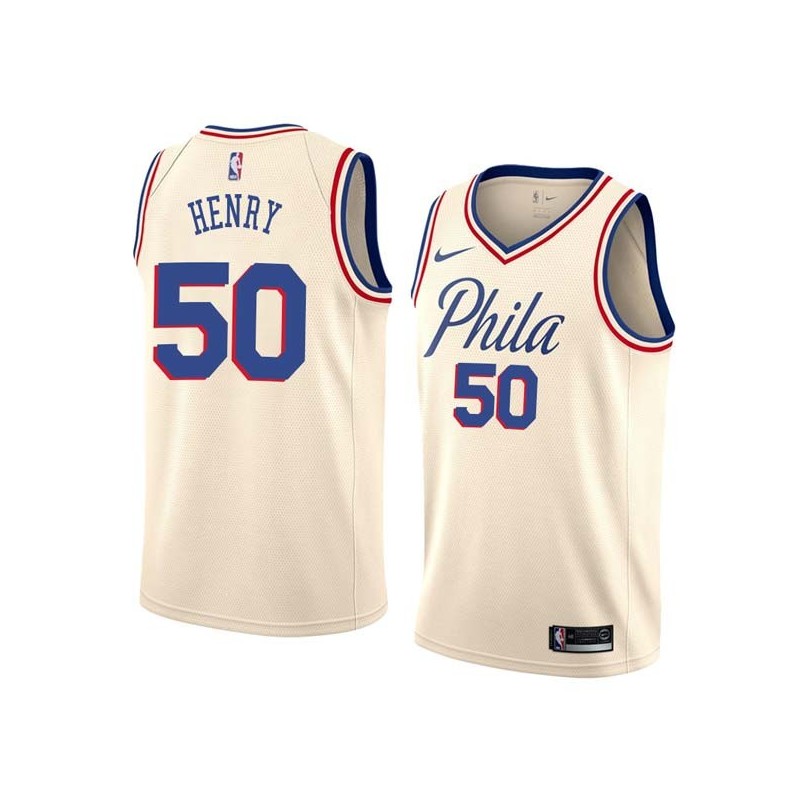 2017-18City Aaron Henry 76ers #50 Twill Basketball Jersey FREE SHIPPING
