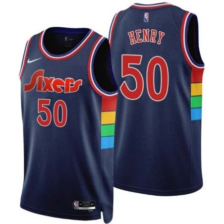 2021-22City Aaron Henry 76ers #50 Twill Basketball Jersey FREE SHIPPING